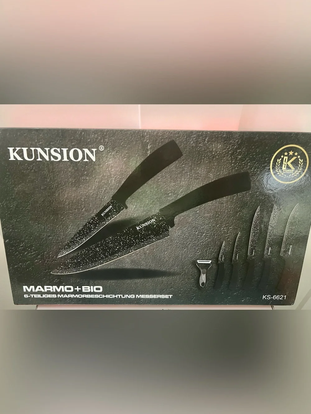 Kunsion 6pc luxury knife set w/ergonomic curved design handles - Stainless Steel